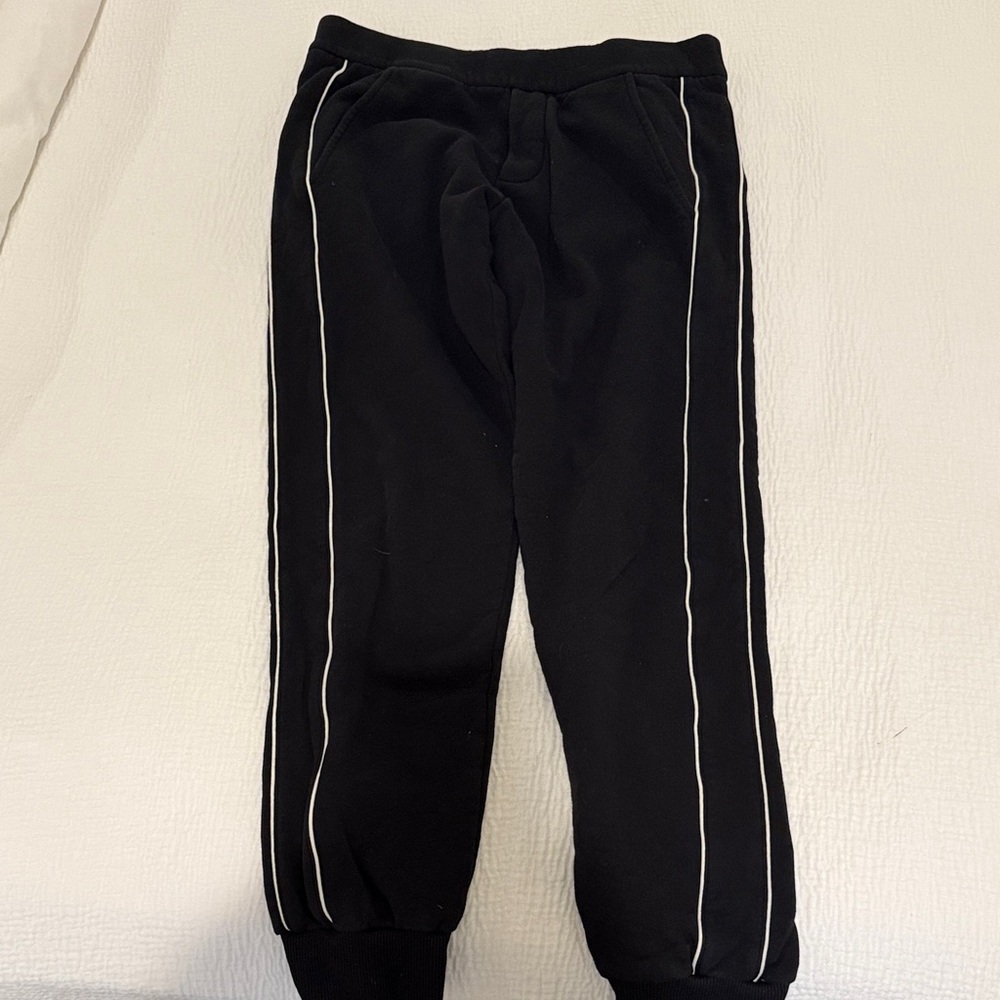 Moncler Black Kids Joggers with White Stripes
